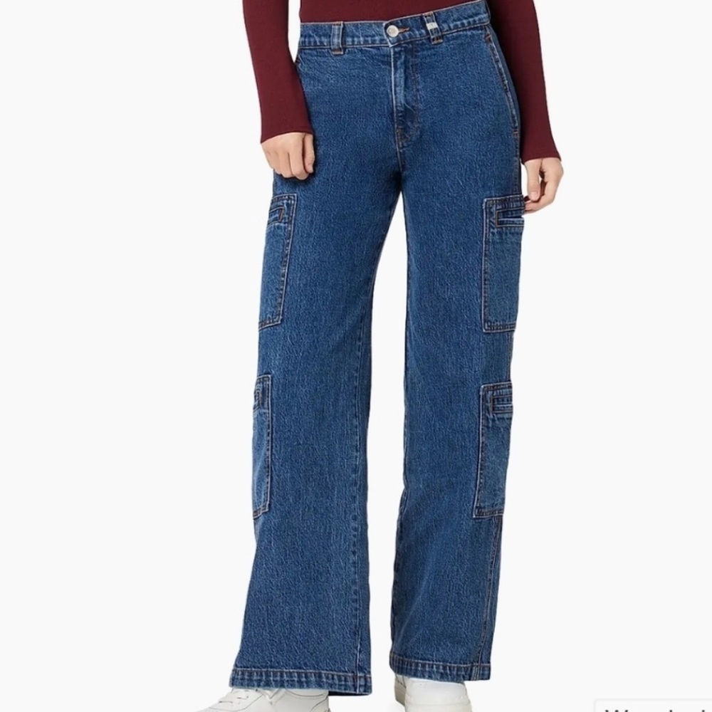 Hudson Jeans Indigo Wide-Leg Cargo Denim